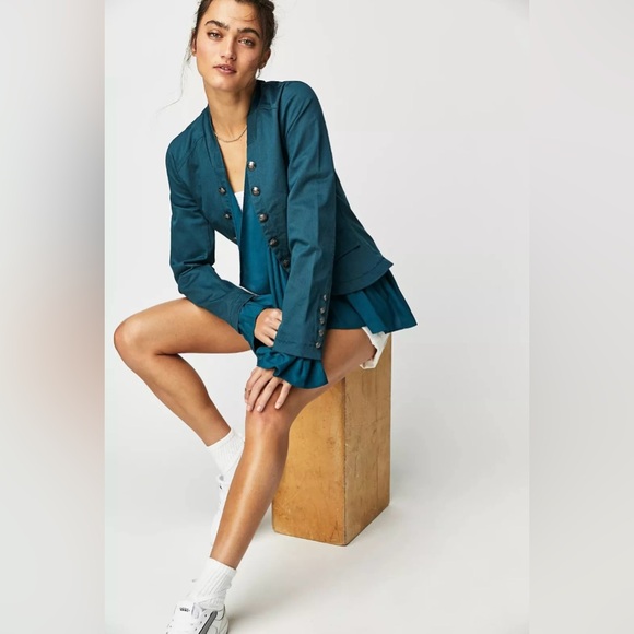 FREE PEOPLE | ✨NEW✨ Ruffles Romance Jacket in Teal Jewel - Picture 2 of 5